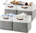 Patvingot Fabric Storage Cubes 13", 4 Pack, with PU Pull Handles,Foldable