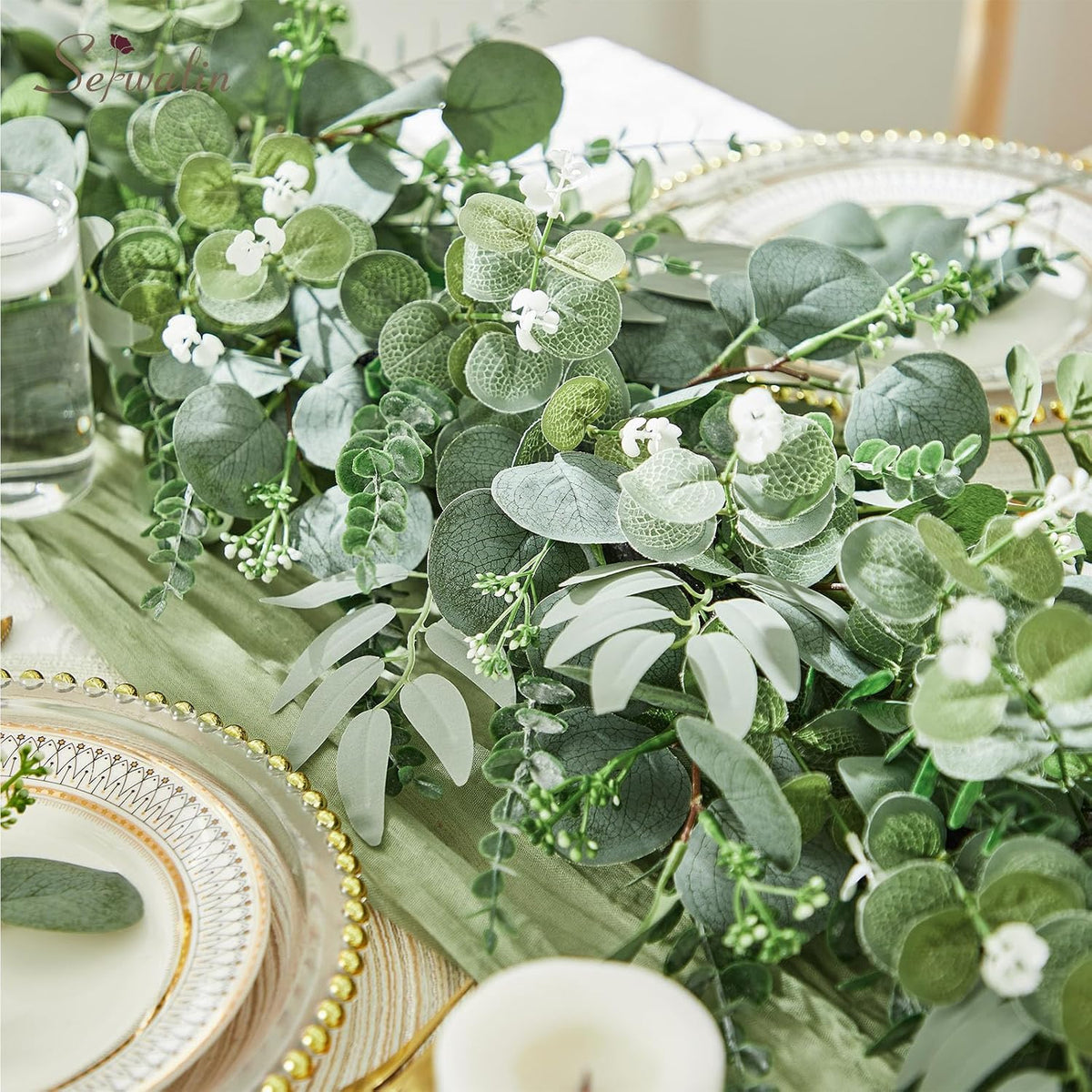 Serwalin 300PCS Mixed Eucalyptus Stems, Greenery Stems for Centerpieces