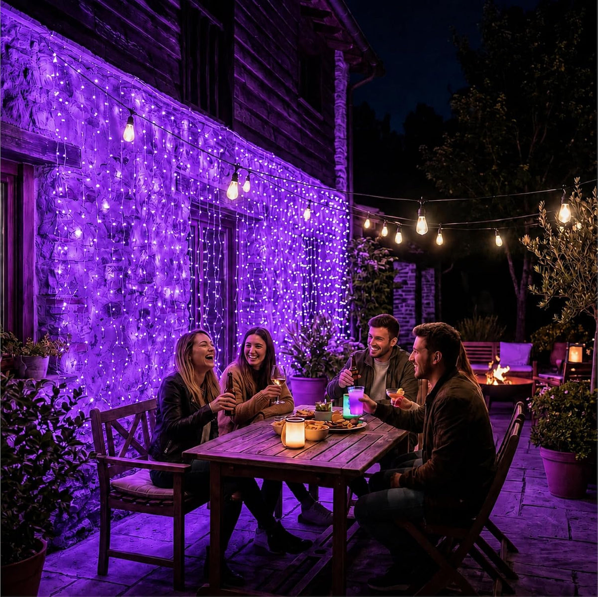 ZSJWL 300 LED Curtain Fairy Lights with Remote, 9.8 × 9.8 Ft, USB Plug in