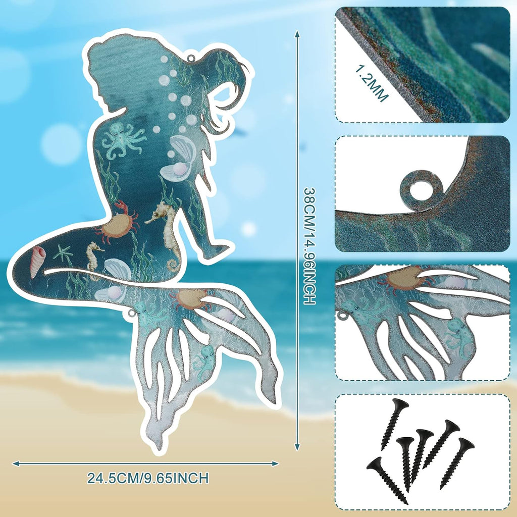 Demissle Metal Mermaid Wall Art Decor, 15 x 9.7 Inches, Delicate Style