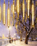Christmas Lights 10 Tubes Warm White Meteor Shower Icicle Lights 240 LED