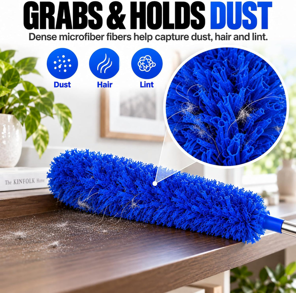 Bendable Microfiber Duster with Extension Pole, Up to 100-Inch Reach