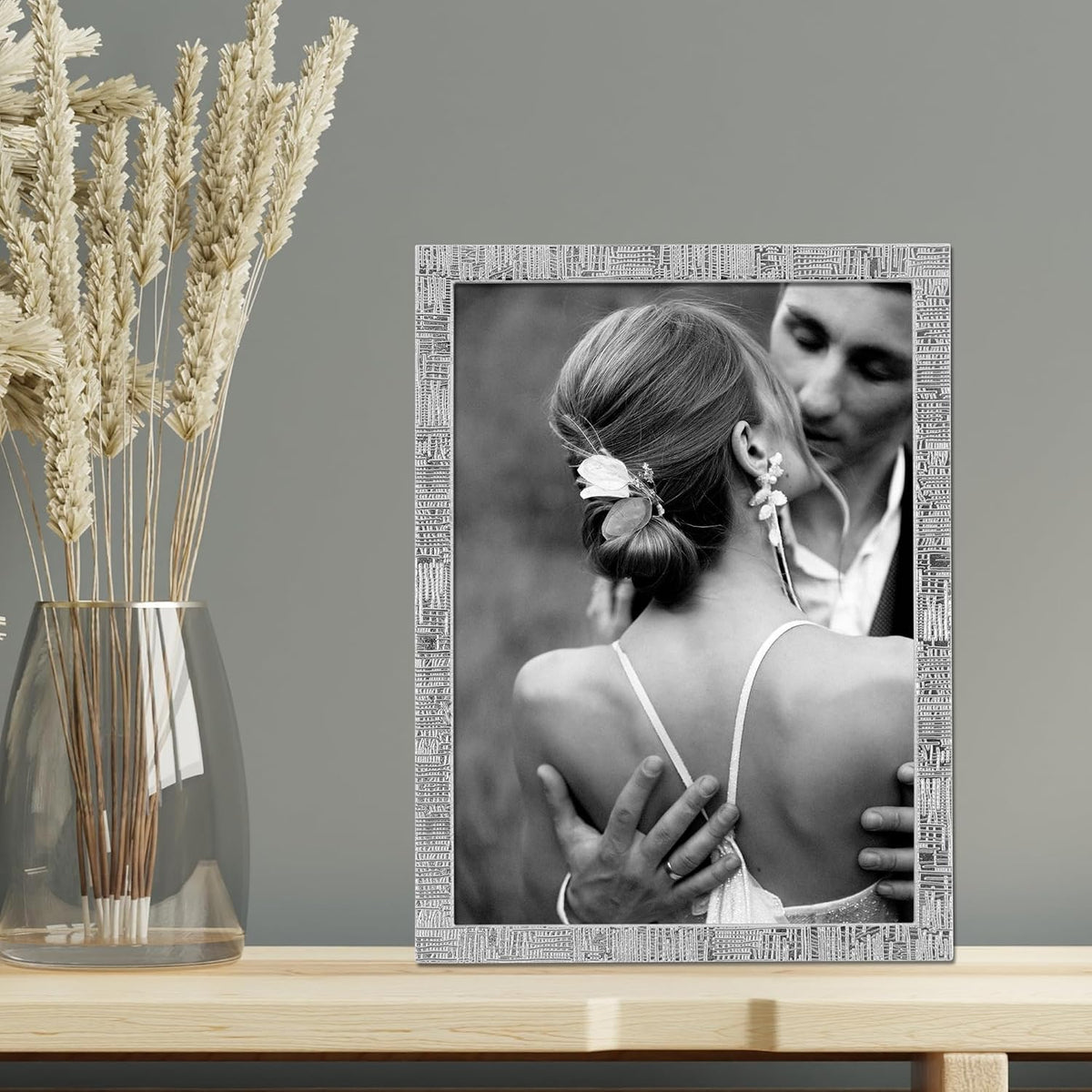 Lawrence Frames 712457 5x7 Silver Metal Linen Pattern Picture Frame