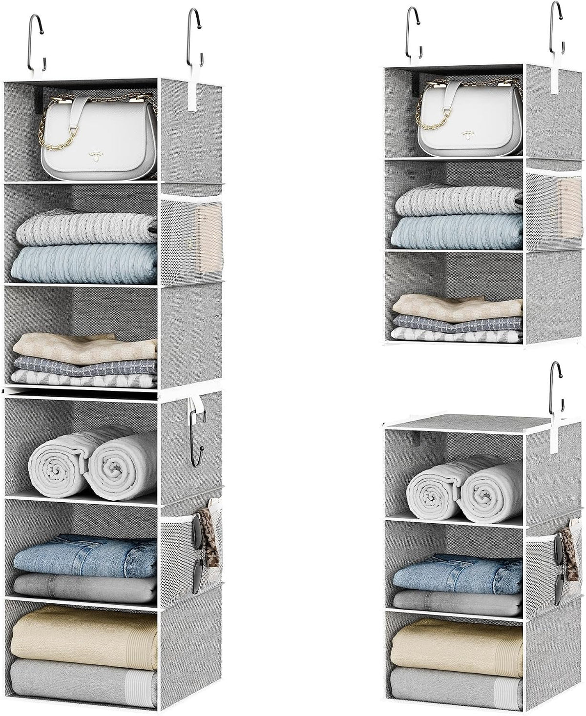 StorageWorks Hanging Closet Organizer, 6-Shelf with 2-in-1 Design, Gray