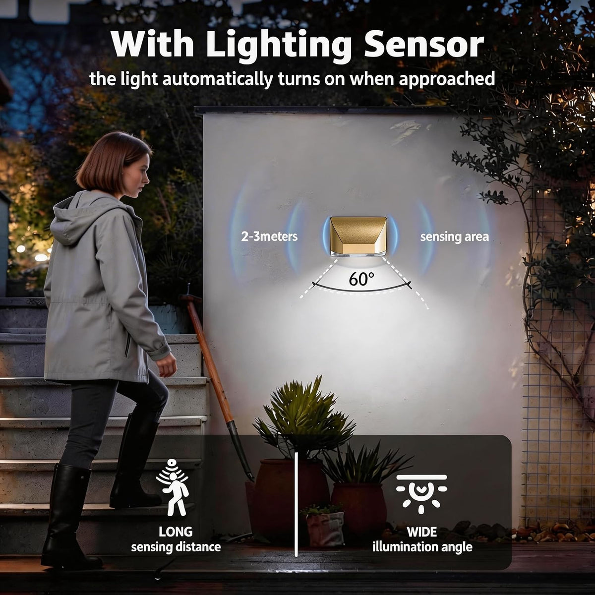 Door Light Small Motion Sensor Light Battery Powered Gold