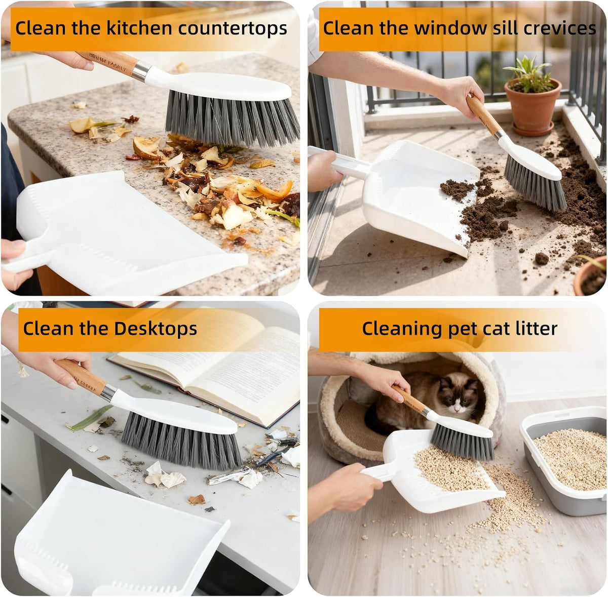 Small Broom and Dustpan Set, Multipurpose Dustpan and Brush Set