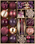 JORNOY 106Pcs Christmas Ornaments Bulk, Shatterproof Plastic Hanging Balls Bulbs Assorted Decor for Tree Decorations Home Holiday Party with Lanyard, Jewel Tone