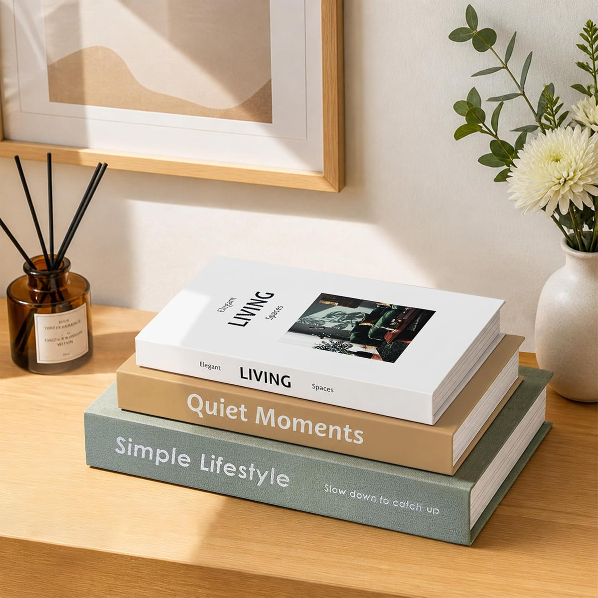 Decorative Books with Hidden Storage, Set of 3 Faux Book Boxes