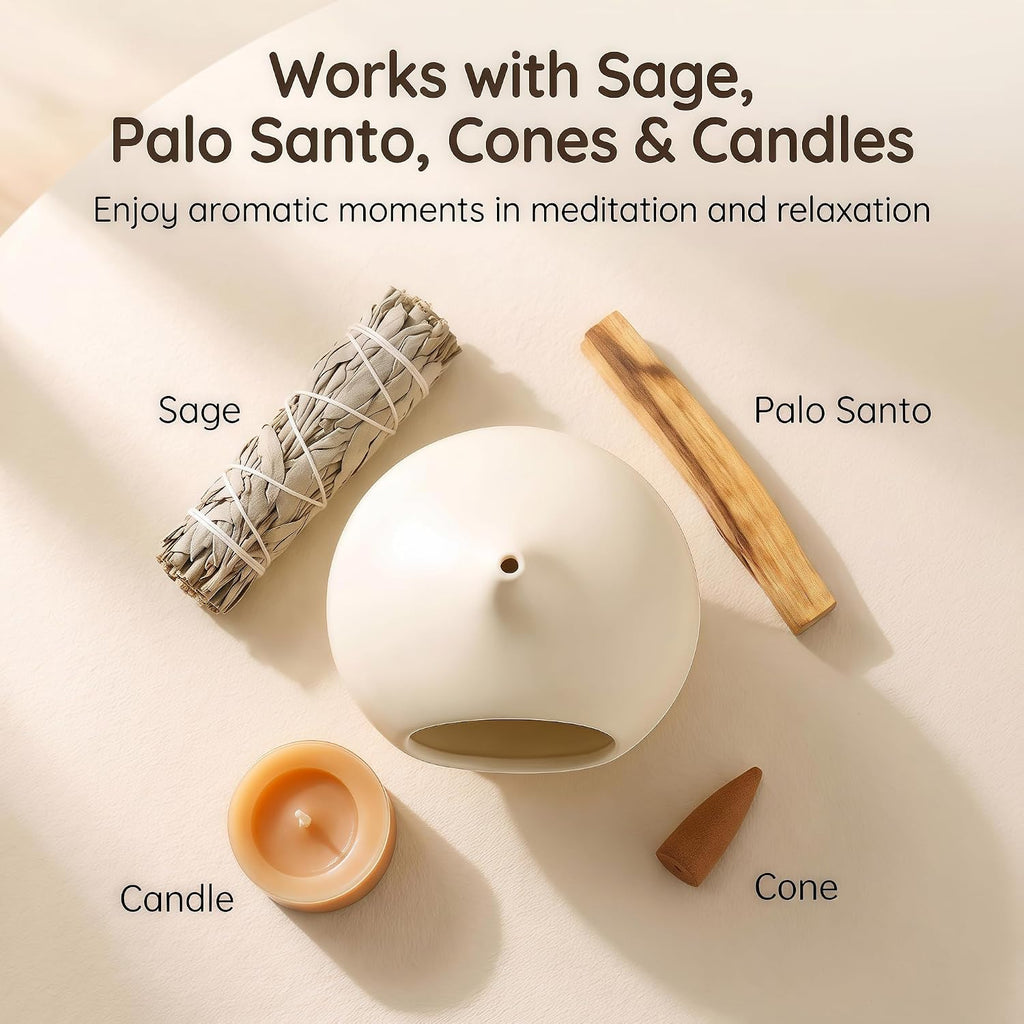 Ceramic Palo Santo Holder & Cone Incense Burner - Mini Chimney