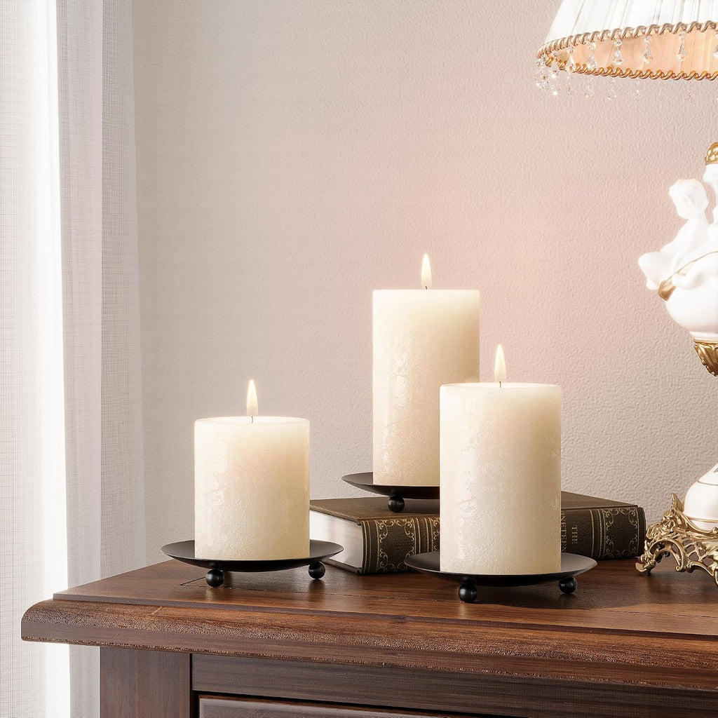 Apsways 6 Pcs Black Pillar Candle Holders for Dinner Party, Wedding
