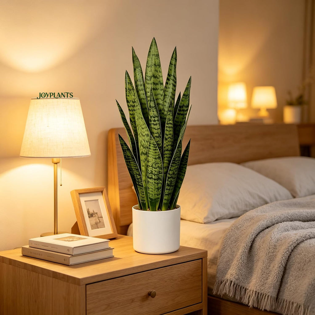 2.3FT Fake Snake Plant 27in Sansevieria Potted Plant in White Pot