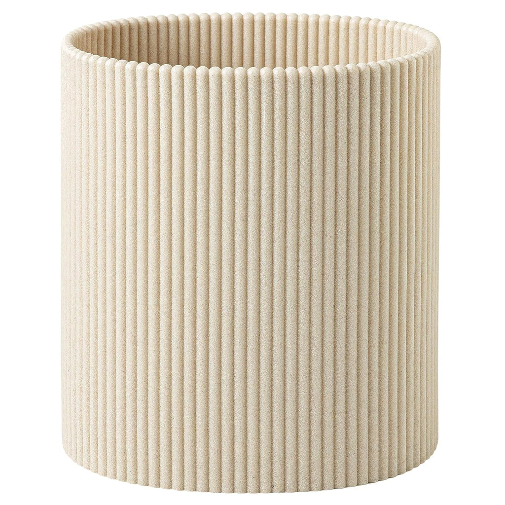 Small Bathroom Trash Can, Beige & Thick Lines, 1.6 Gallon