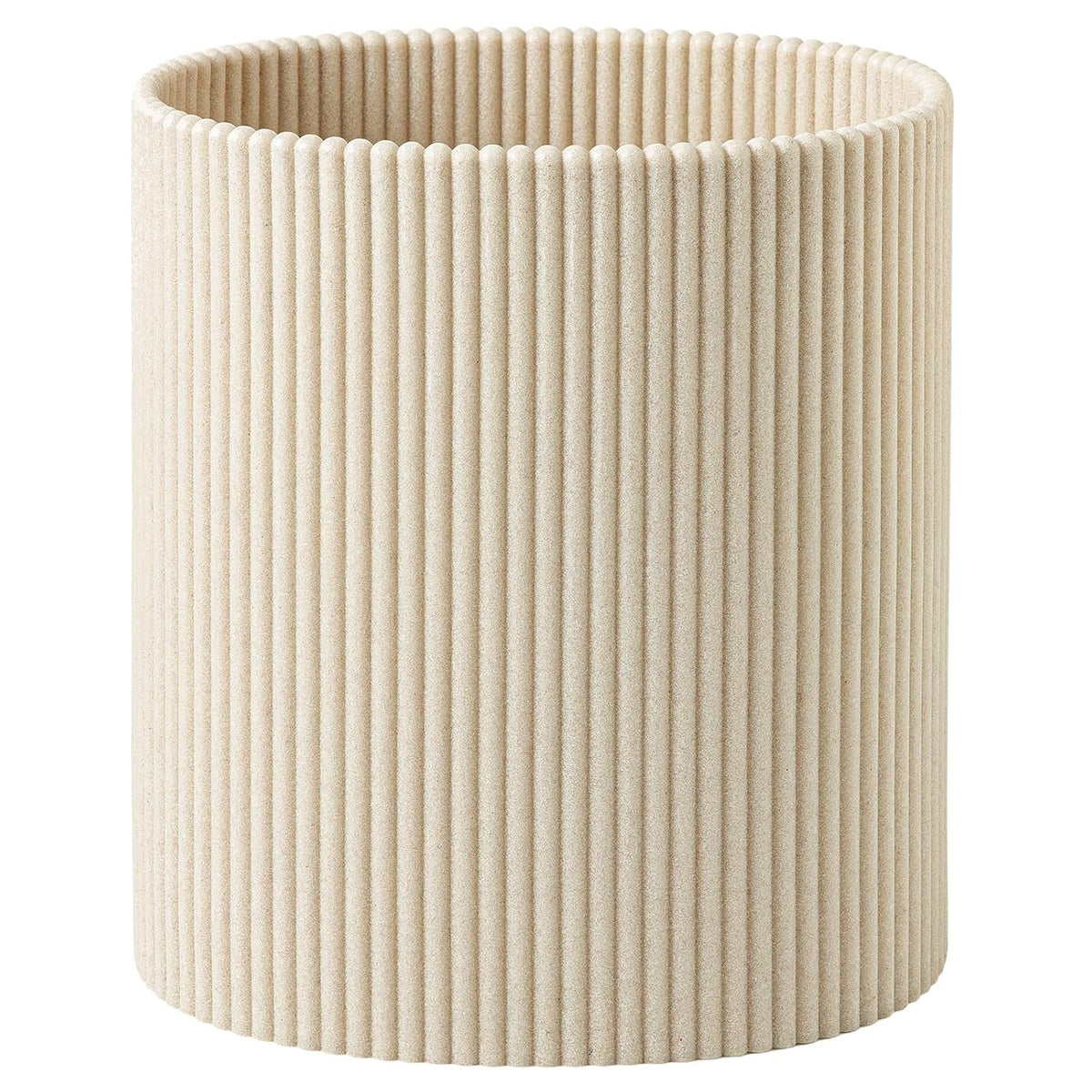 Small Bathroom Trash Can, Beige & Thick Lines, 1.6 Gallon