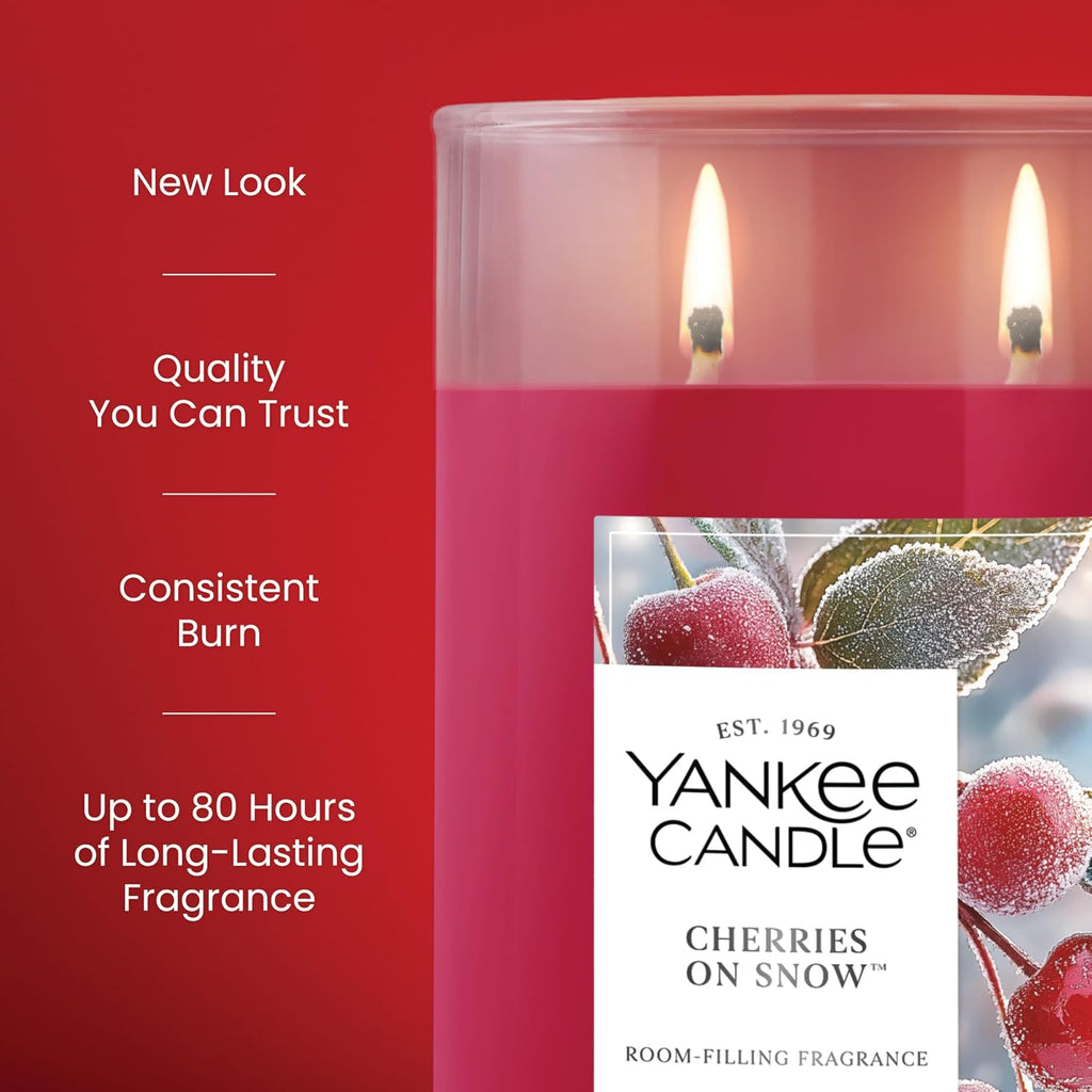 Yankee Candle Cherries On Snow Scented Candle, 20oz Large Tumbler