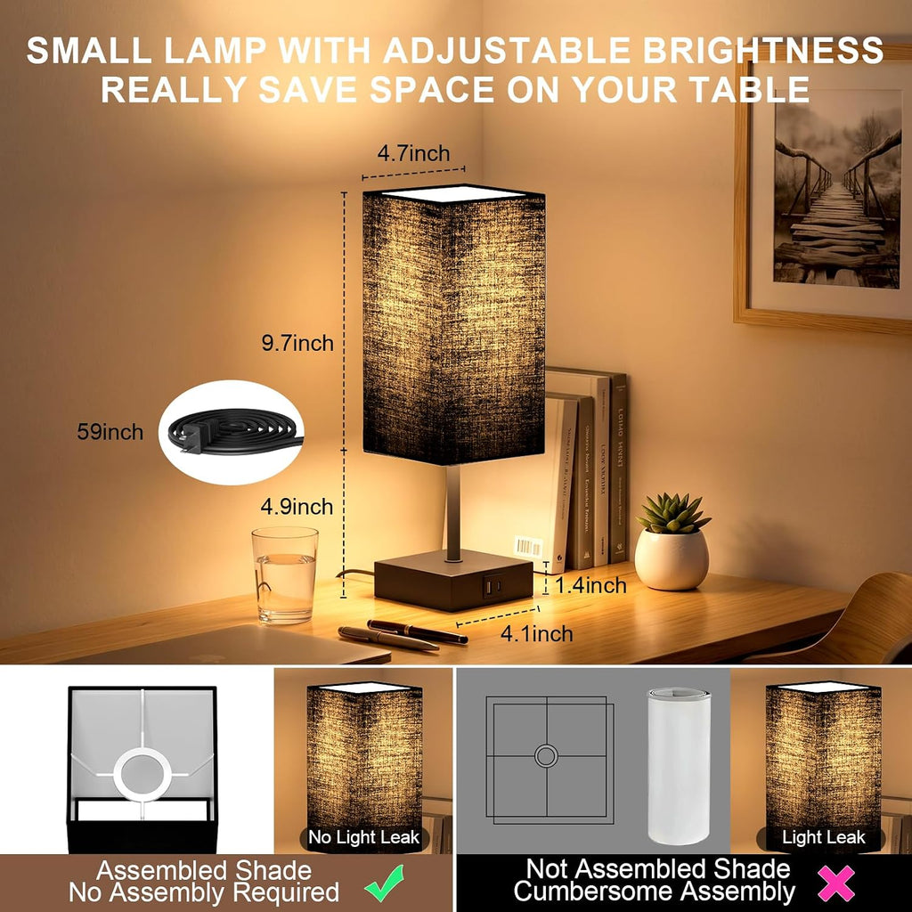 Bedside Lamp for Bedroom Touch Control Nightstand Lamp with USB C+A