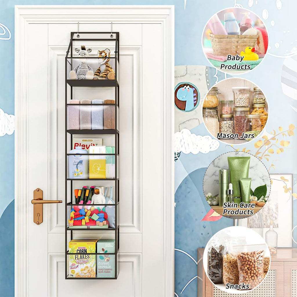Over Door Organizer Hanging Storage 5 Shelf Clear Pockets Pantry Closet