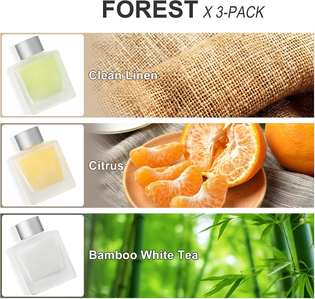 3-Pack Reed Diffuser Set, Linen/Citrus/Bamboo White Tea Scented Oil
