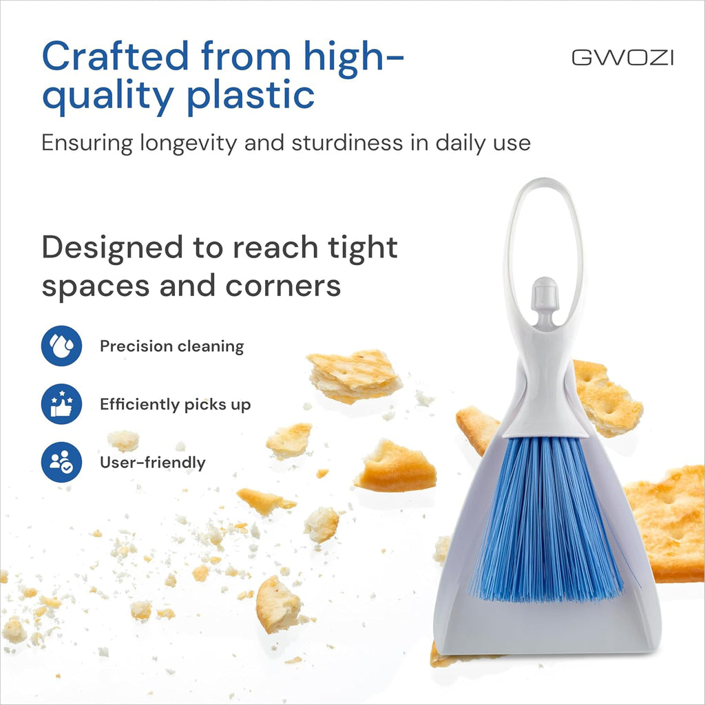 Small Broom and Dustpan Set - Plastic Mini Dustpan and Brush Set for Cleaning - Angel Shape Hand Broom and Dustpan Set for Keyboard, Table, Sofa, Drawer, Trunk, Dashboard