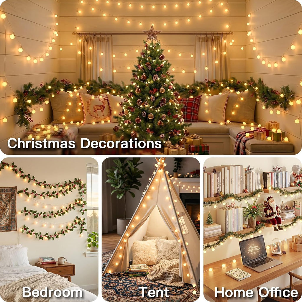 suddus Globe String Lights Indoor, 43 FT 100 Led Fairy Lights Plug in