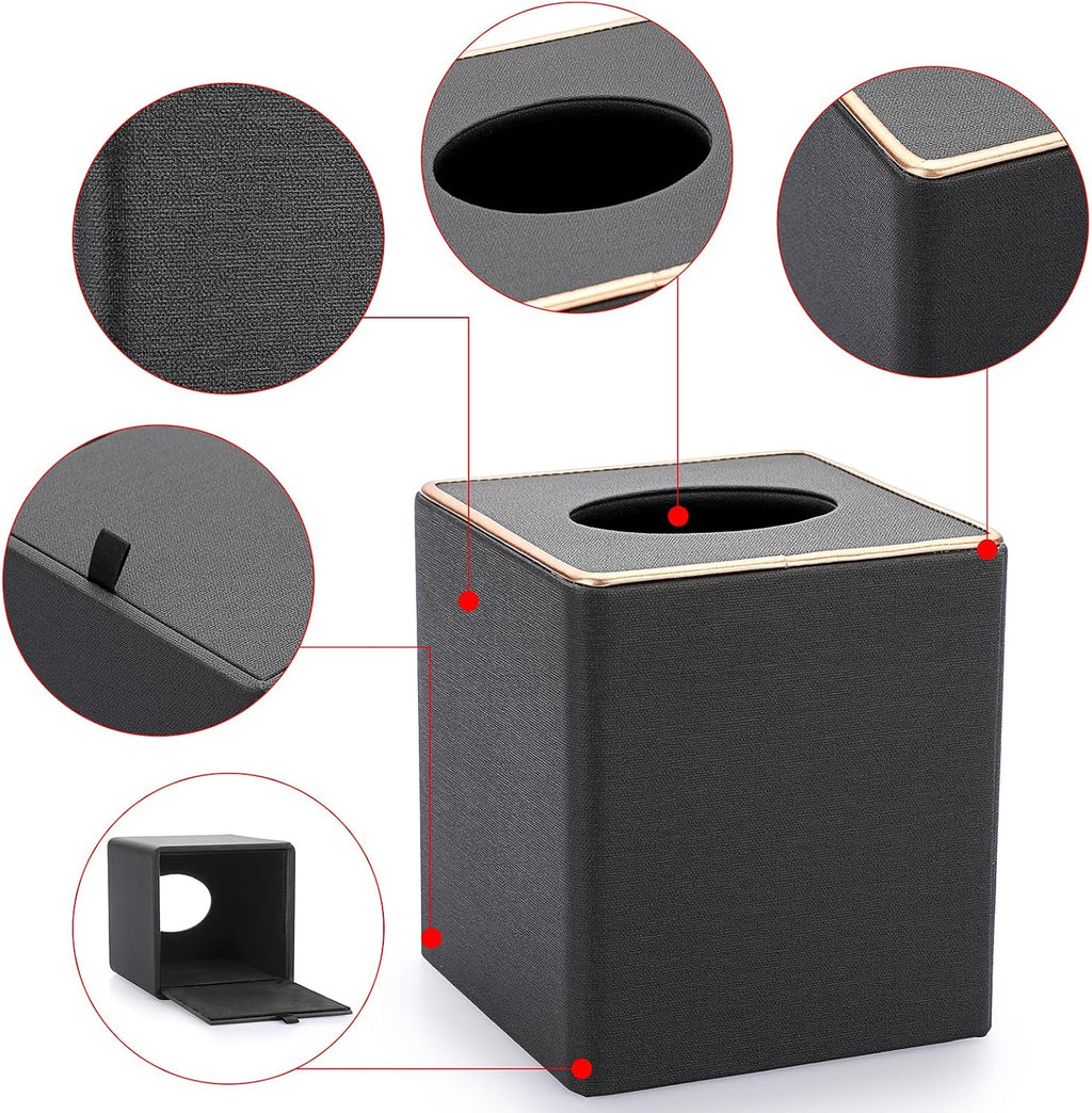 Sumnacon Linen Tissue Box Cover Square Magnetic Bottom Tissue Box Holder