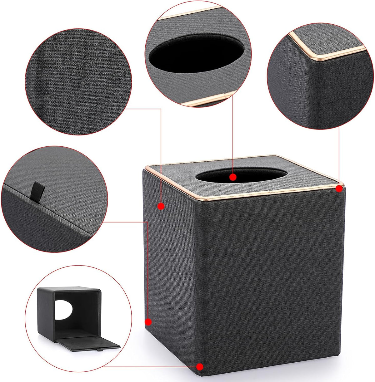 Sumnacon Linen Tissue Box Cover Square Magnetic Bottom Tissue Box Holder