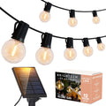 Brightech Ambience Pro Solar Powered LED Outdoor String Lights - 27 Ft Commercial Waterproof Patio Lights with Globe Bulbs - Durable String Lights for Outside, Backyard, Porch - 1W, Warm White