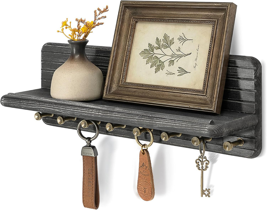 Rebee Vision Key Holder Wall Mount with 8 Key Hooks Home Decor, Old Black