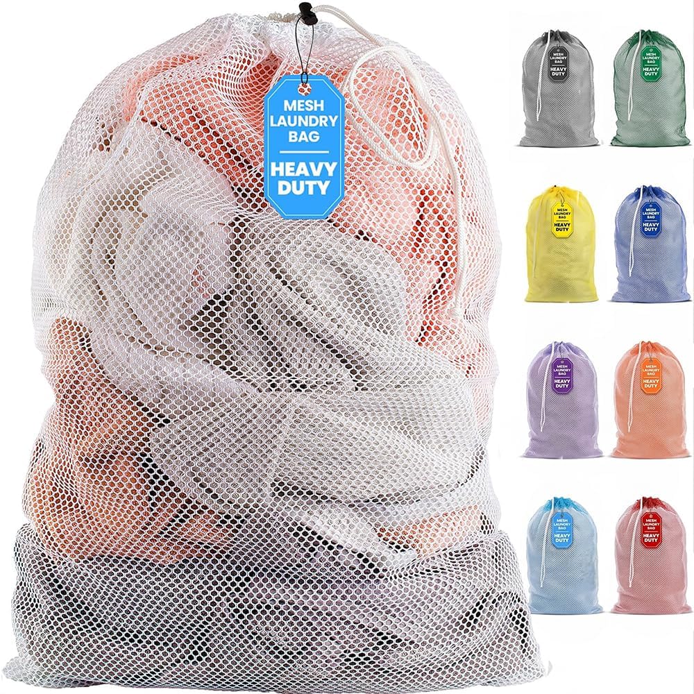 Handy Laundry Mesh XL Laundry Bag 24"x36", Heavy Duty Drawstring, White
