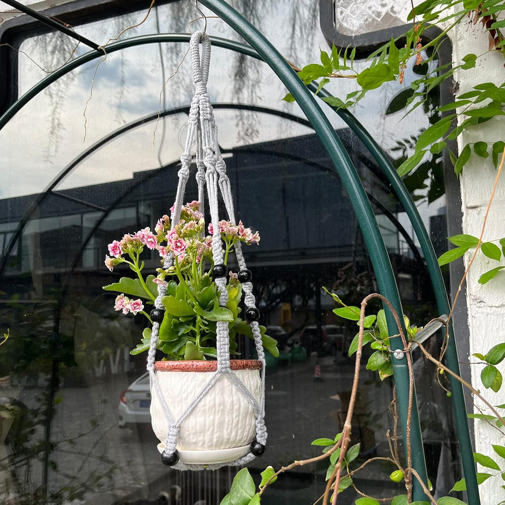 RIFNY Macrame Plant Hanger Indoor, Hanging Plant Holder, Grey, 2 PCS