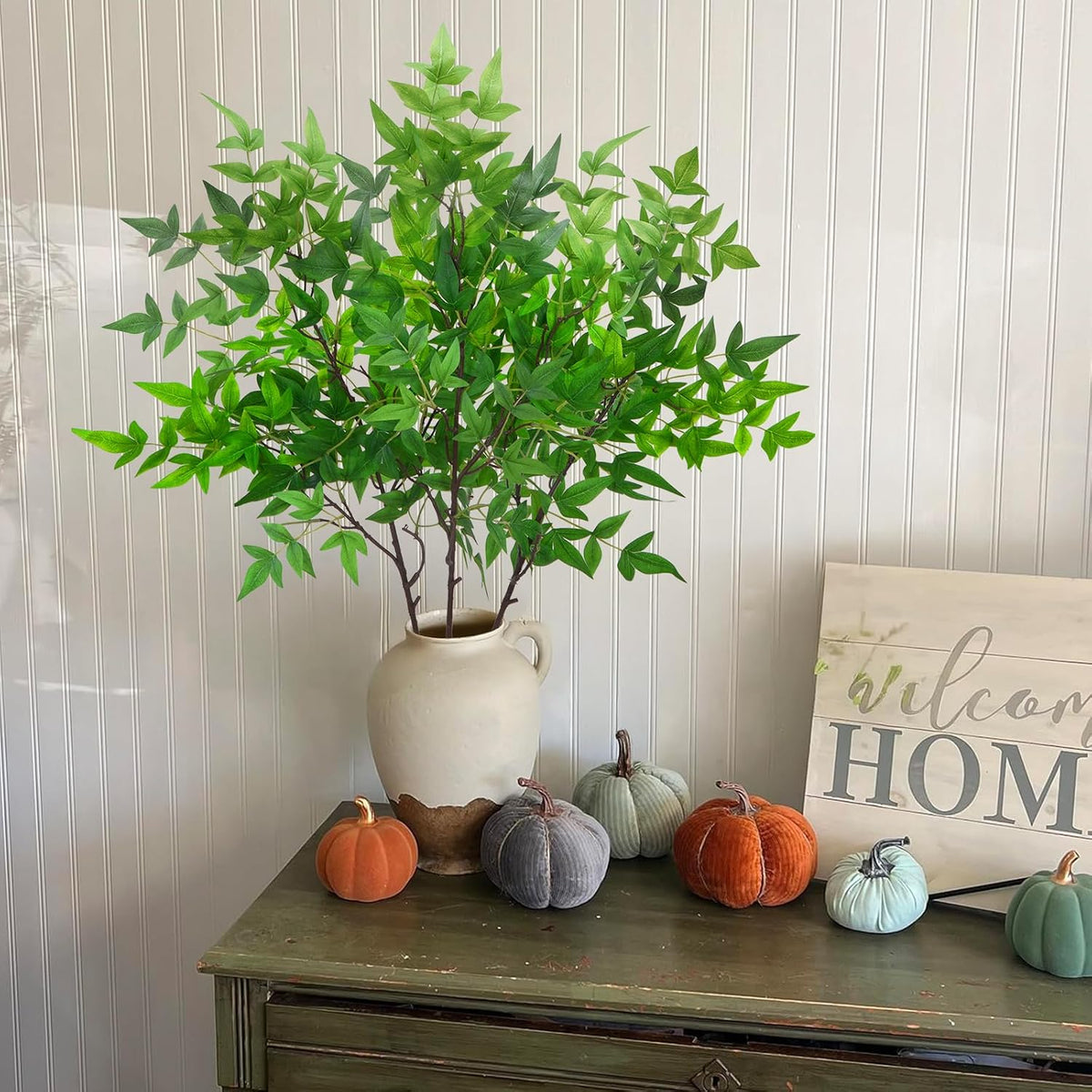 3Pcs Artificial Greenery Stems for Vase 35.4in Nandina Branches