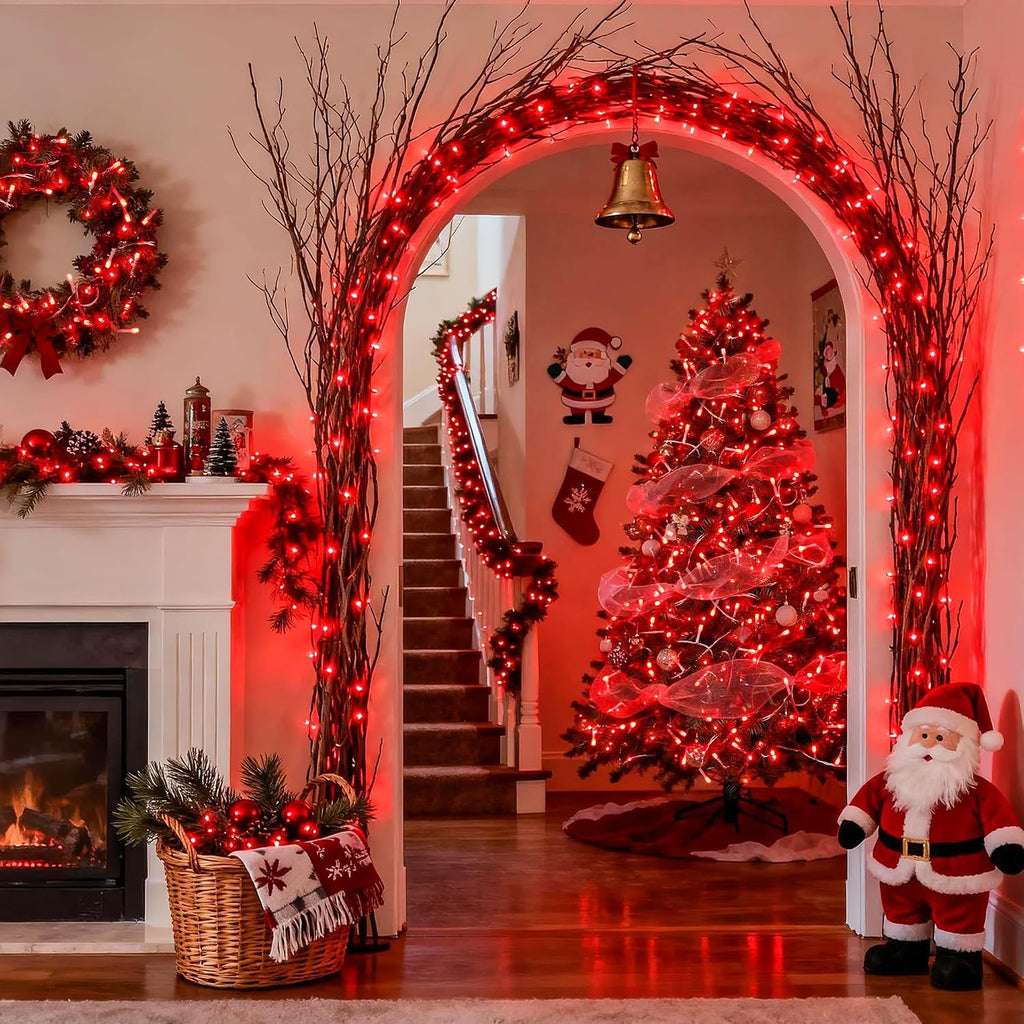 JMEXSUSS Connectable 33ft 100 LED Red Halloween String Lights Clear Wire
