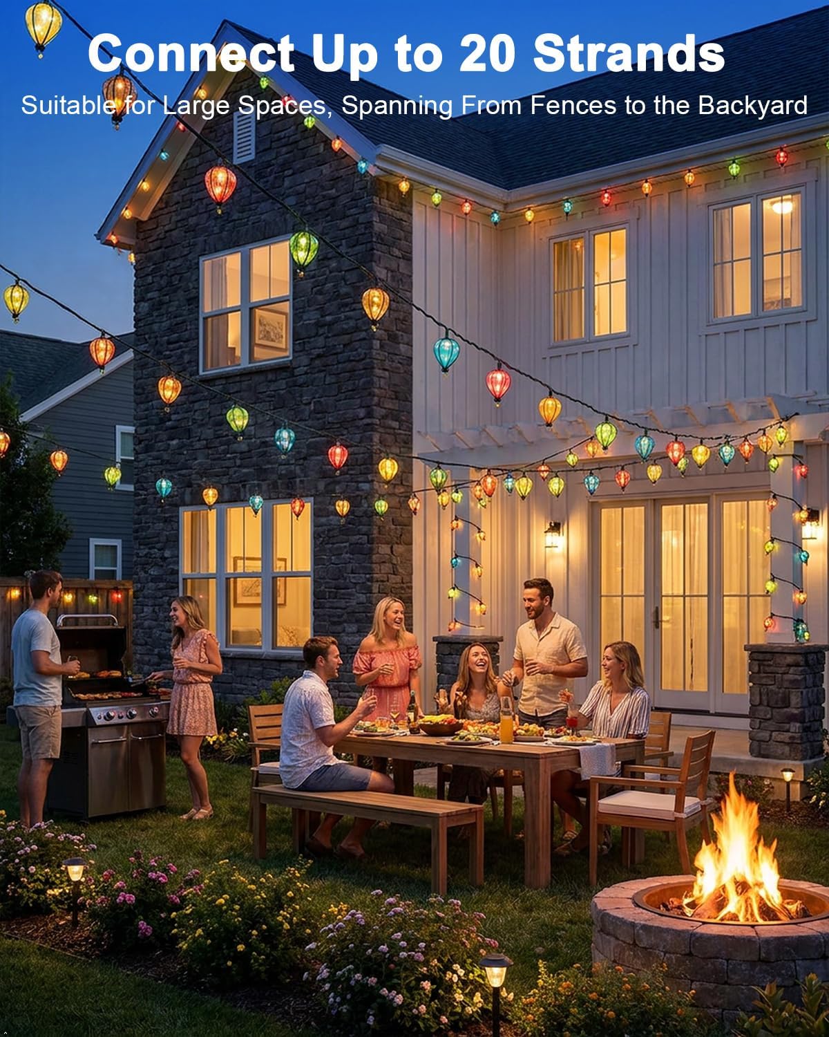 11FT Multicolor Outdoor String Lights, Decorative Patio Lights LED