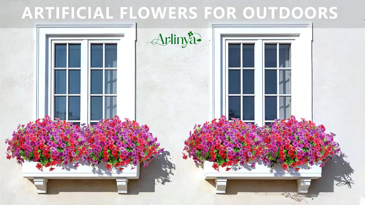Artificial Flowers for Outdoors (12, Purple Hot Pink)