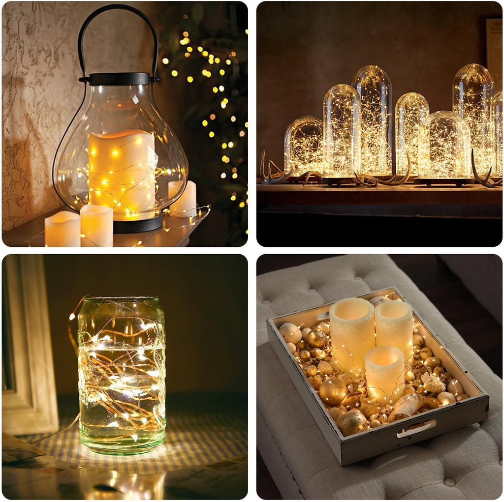 BXROIU Fairy Lights CR2032 Battery Operated,6.6Ft/2Meter 20 LEDs Micro Silver Wire String Lights for Bedroom Christmas Party Wedding Decoration (Warm White, 6 Pack)