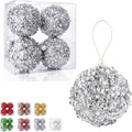 4.25" Silver Shatterproof Christmas Ball Ornaments, 4pc Set for Xmas Trees and Holiday Decor