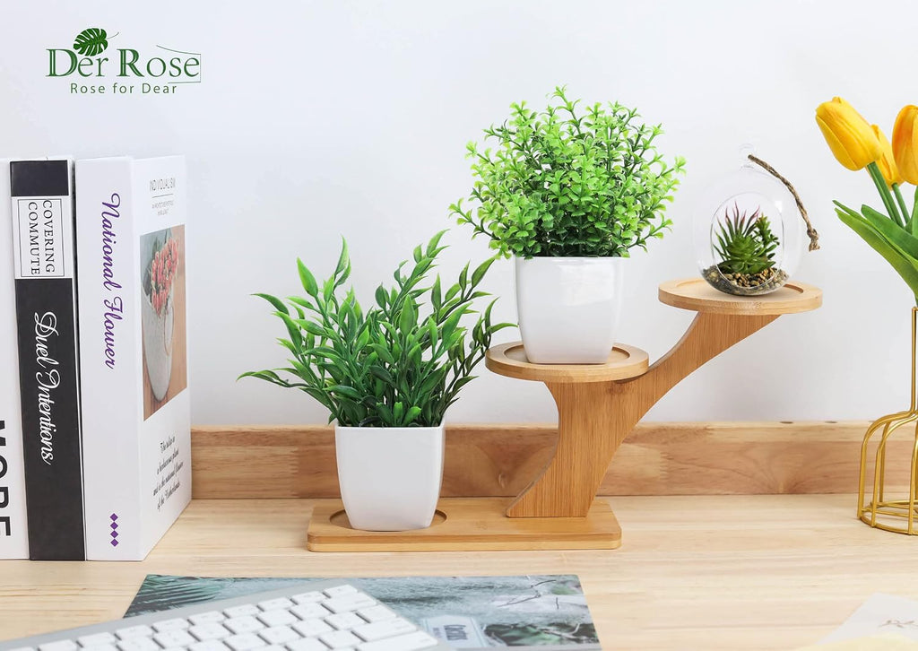 Der Rose 2 Pack Artificial Greenery Plants Indoor for Office Desk Decor