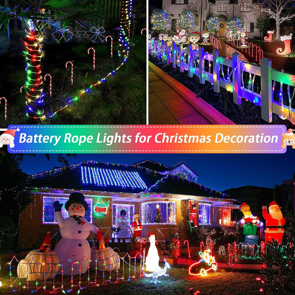 JMEXSUSS 2 Pack Battery Operated Christmas Lights Outdoor Rope Lights
