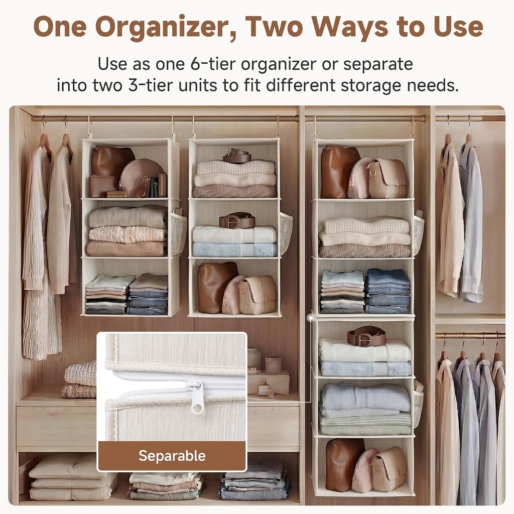 StorageWorks Hanging Closet Organizer, 6-Shelf with 2-in-1 Design