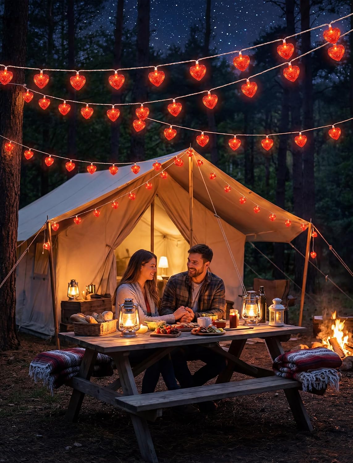 8.5Ft Red Heart String Lights,10 LED 3D Glitter Hearts Plug in Fairy Heart Shape Lights,Connectable Valentine's Day Decorations for Bedroom,Window,Wedding,Anniversary,Indoor Outdoor