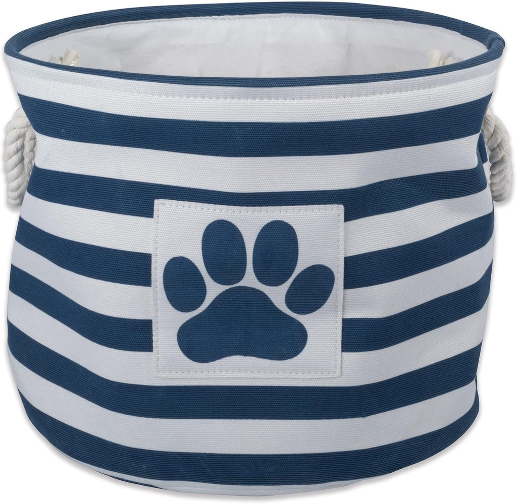 Bone Dry Dog Toy Basket, Round Navy Large, Collapsible