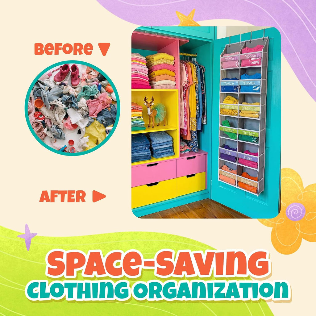 Weekly Clothes Organizer for Kids Closet Daily Outfit Storage 12 Shelf