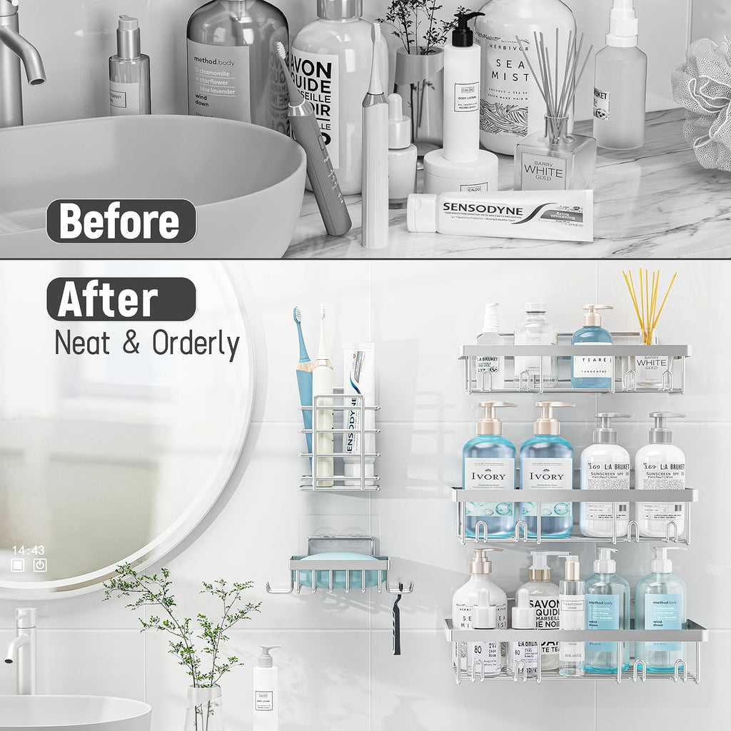 Liuoud 10 Pack Shower Caddy Chrome Silver Bathroom Storage Decor