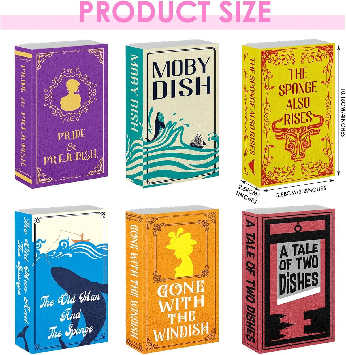 6 Pcs Book Sponges Non-Scratch Novel Design for Dishes Pots