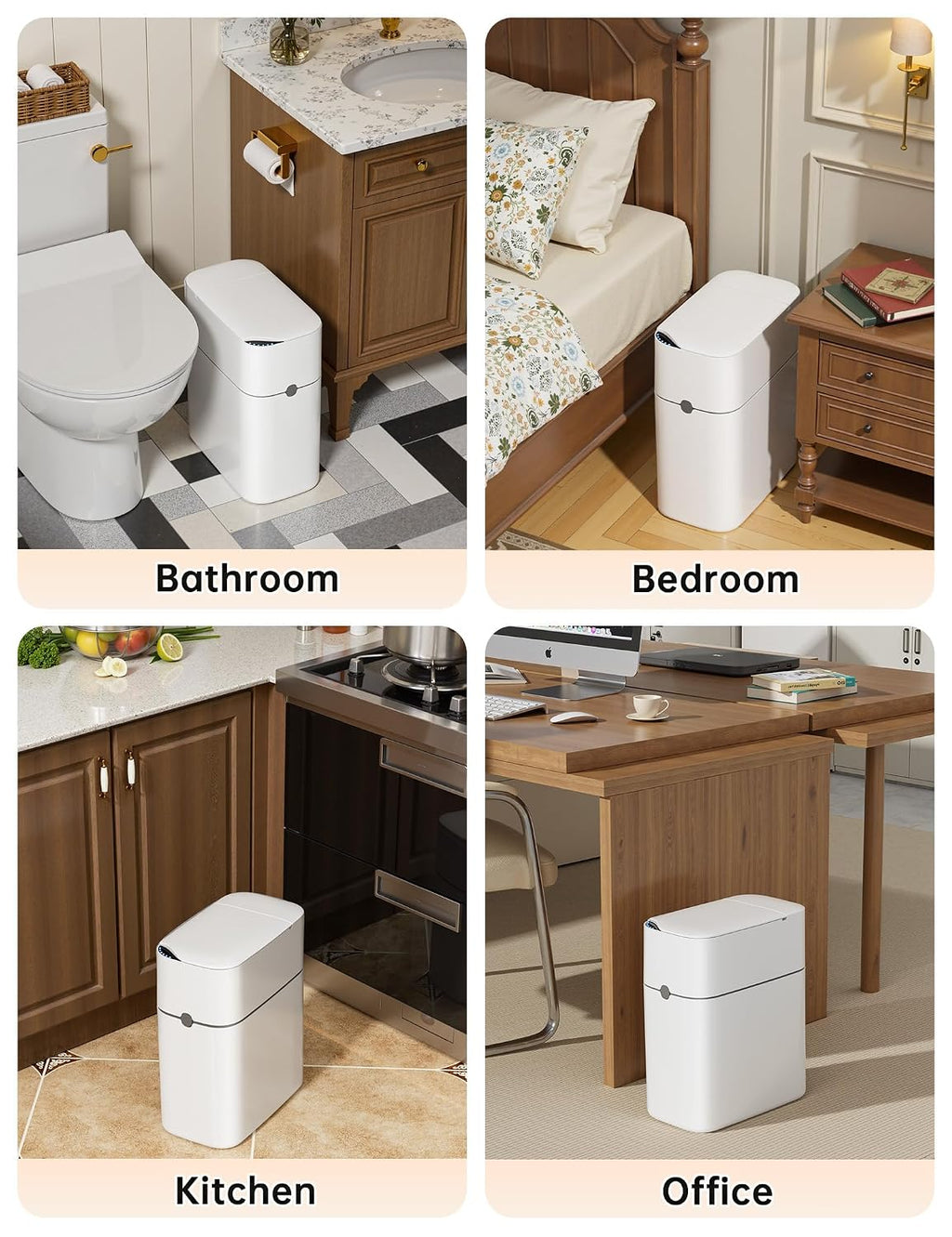 CTIME Touchless Automatic Bathroom Trash Can with Lid for Bathroom