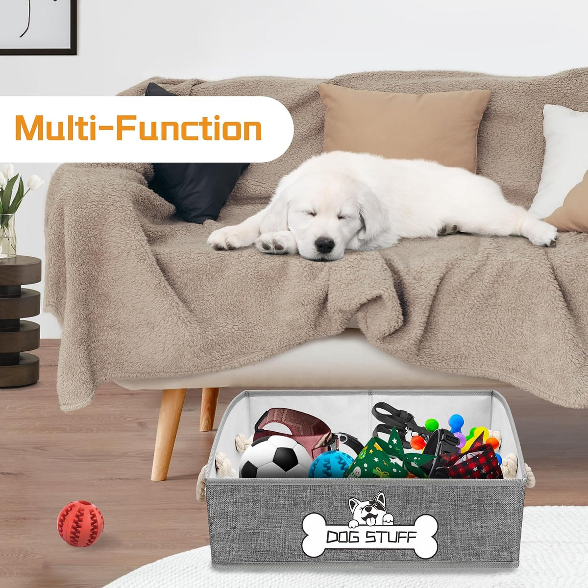Dog Toy Basket, Storage Bin, Collapsible Box for Pet Accessories