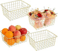 4 Pack Gold Wire Baskets for Organizing, Wire Storage Basket Metal Storage Baskets for Kitchen Cabinets, Countertop