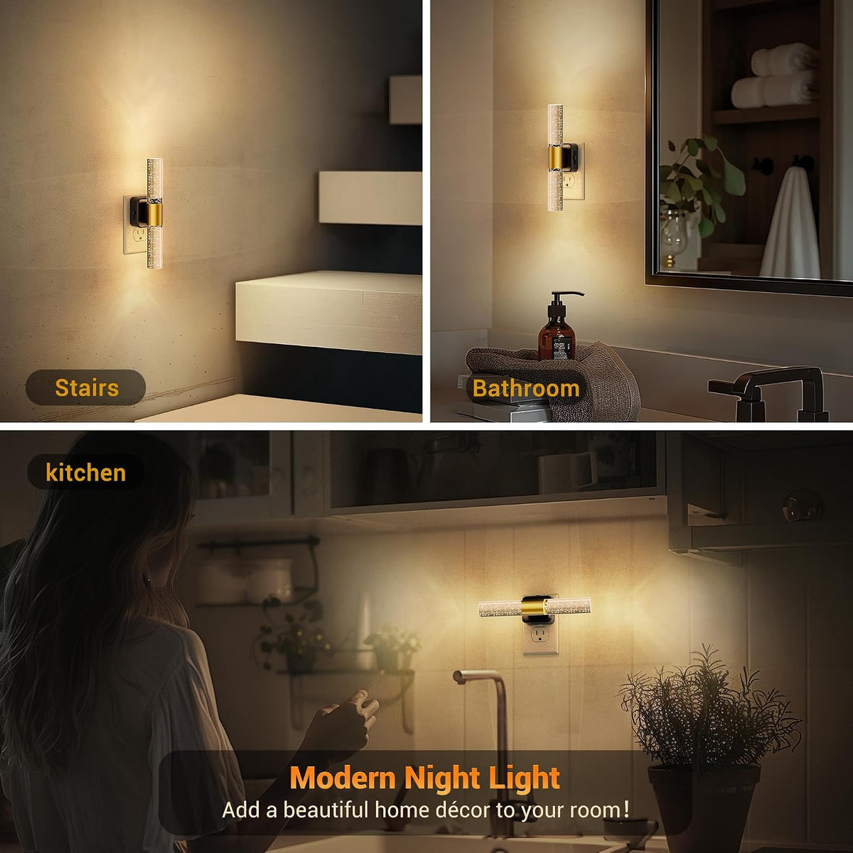 JandCase Night Lights Plug into Wall, 180° Rotating 3000K Soft Light