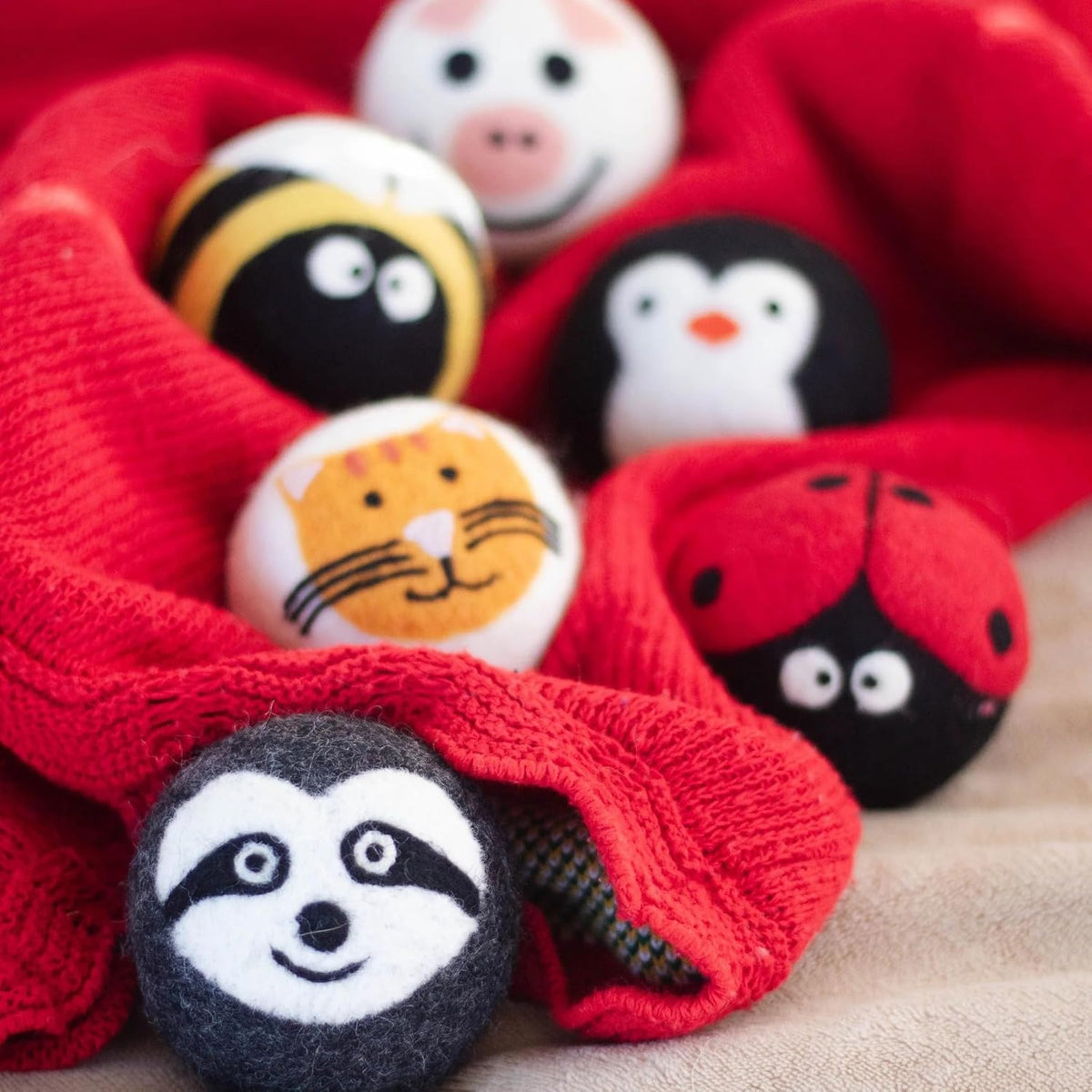 Friendsheep Wool Dryer Balls (6 Pack XL - Critter Camp)