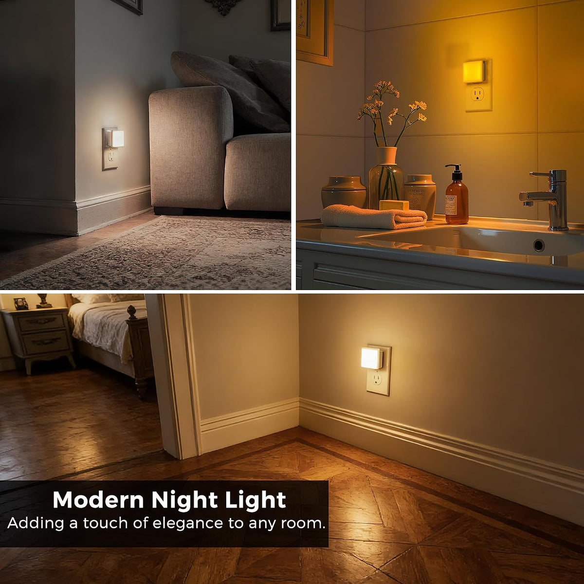 L LOHAS LED 3CCT Night Lights Plug into Wall 2-Pack, Plug in Night Light
