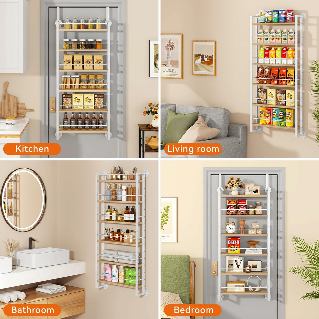 IBUYKE Over the Door Spice Organizer,Door or Wall Mount,Natural TLJ028R